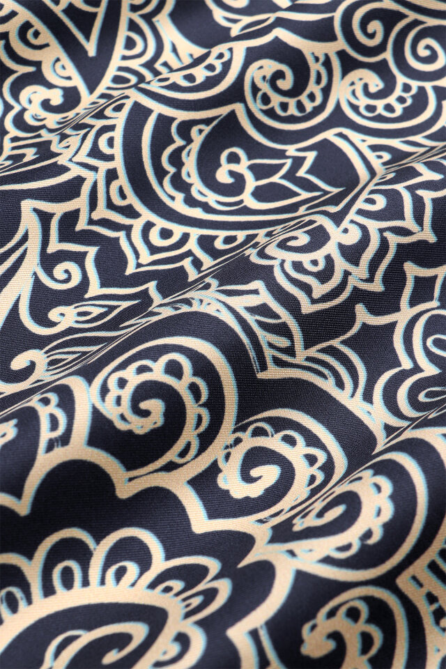 Lacivert Sanat Desen Twill İpek Eşarp - 4