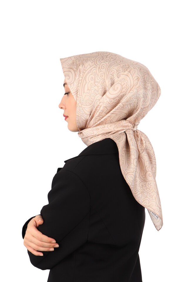 Somon Sanat Desen Twill İpek Eşarp - 2