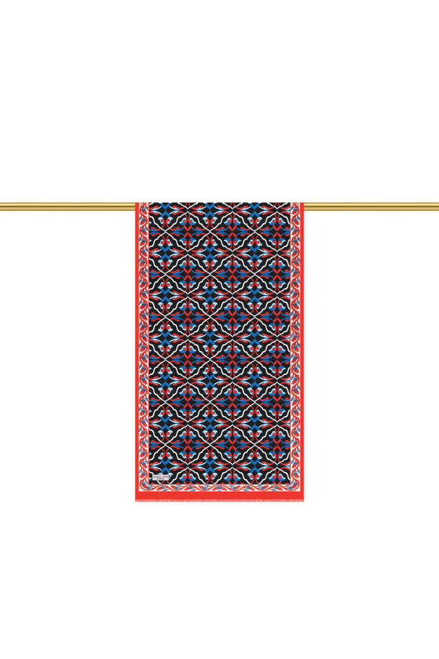 Kırmızı Sarmaşık Desen Vual İpek Fular - 3