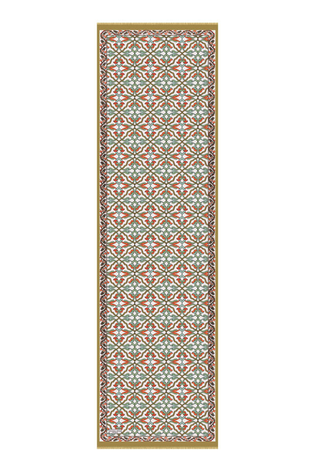 Yağ Yeşil Sarmaşık Desen Vual İpek Fular - 4