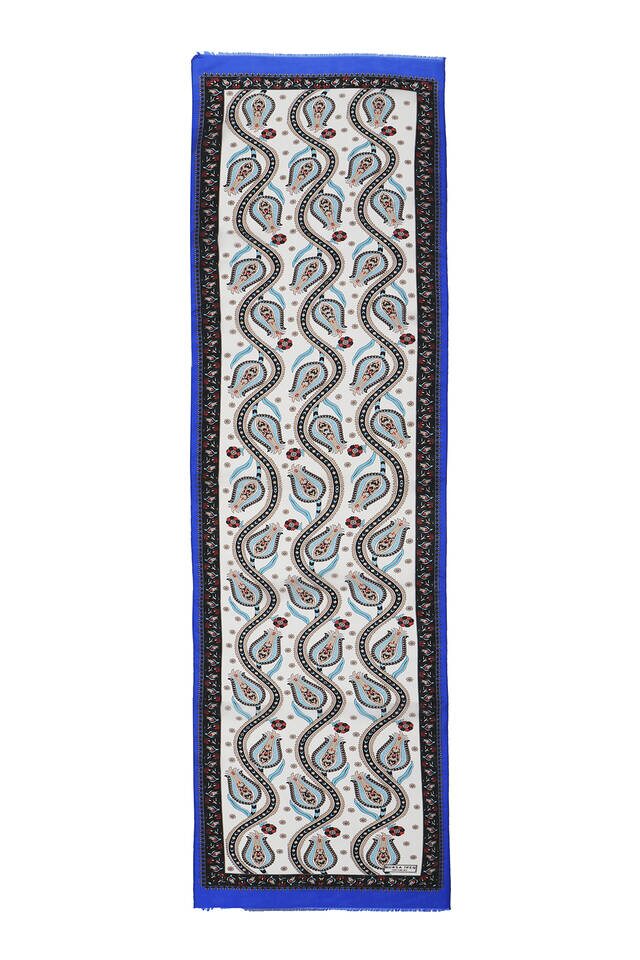 Sax Black Row Tulip Voile Silk Foulard - 4