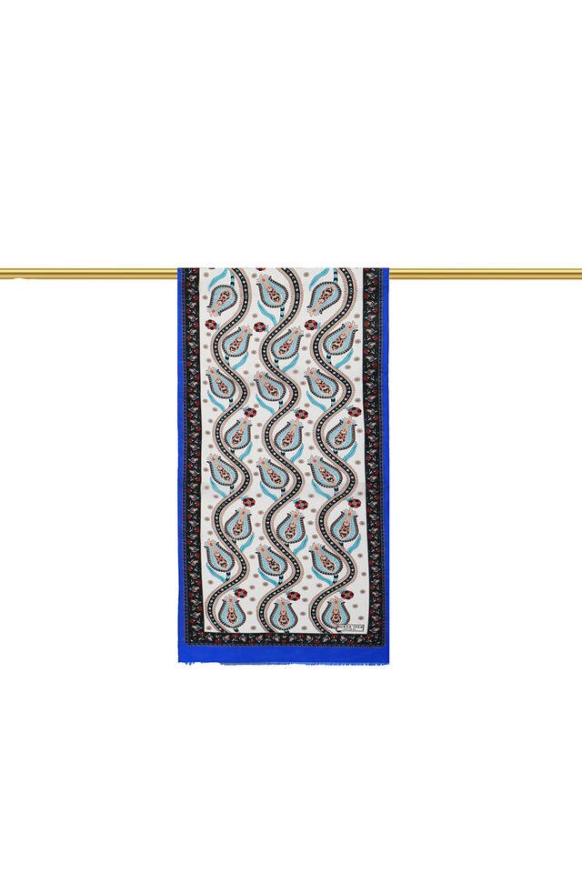 Sax Black Row Tulip Voile Silk Foulard - 2