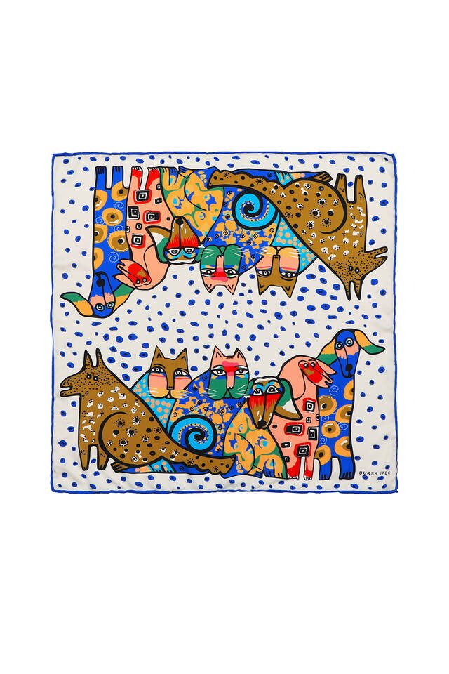 Sax Salmon Patterned Silky Pocket Square 