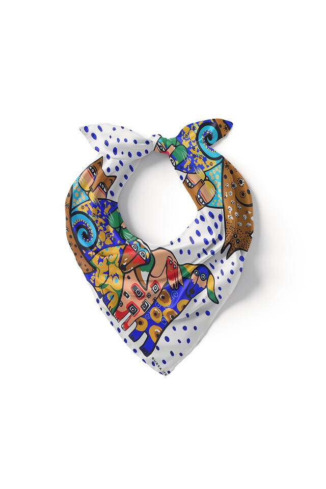 Sax Salmon Patterned Silky Pocket Square - 2