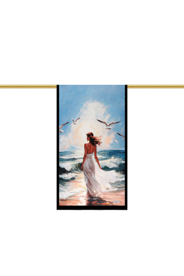 Blue Seagull Pattern Silk Scarf - 3