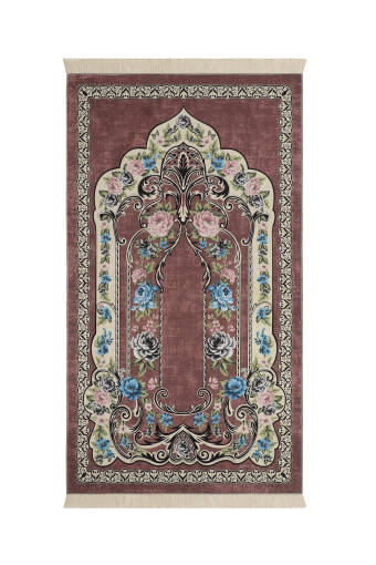 Dusty Rose Velvet Carpet Prayer Rug 