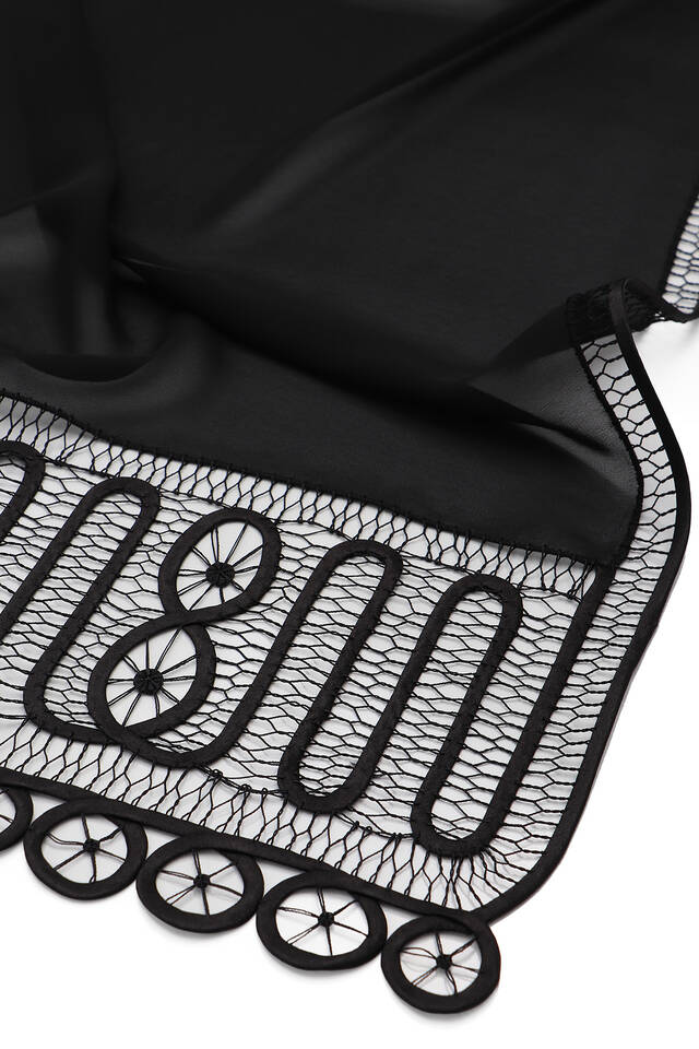 Siyah El İşi Dantel Angles Şal - 3