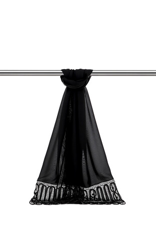 Siyah El İşi Dantel Angles Şal 