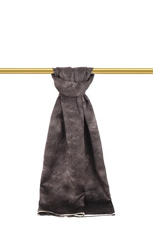 Siyah Fırça Desen İpek Şal 