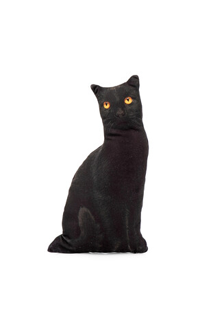 Siyah Kedi Desen Dekoratif Yastık - Thumbnail