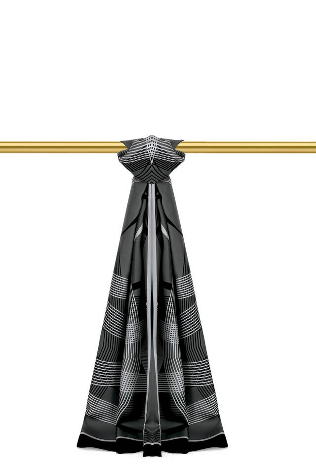 Smoked Carousel Pattern Twill Silk Scarf 