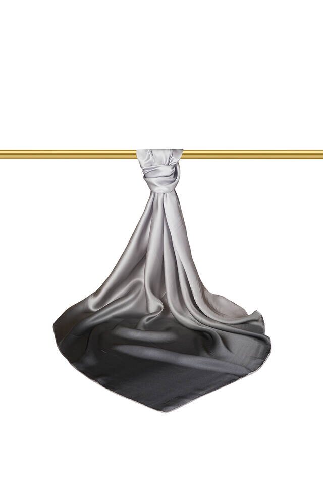 Smoked Gray Gradient Sura Silk Square Scarf - 2