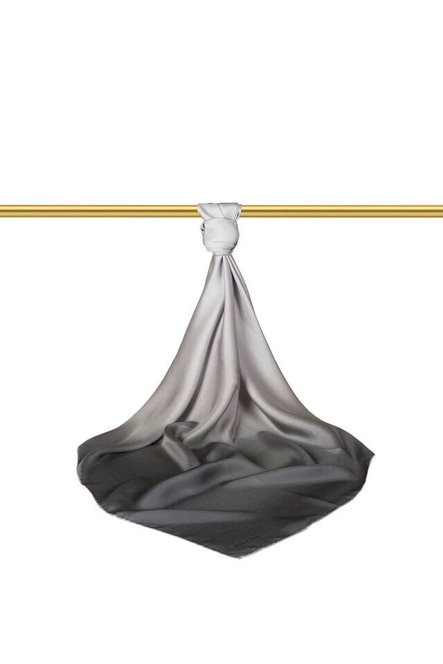Smoked Gray Gradient Twill Silk Square Scarf - 2