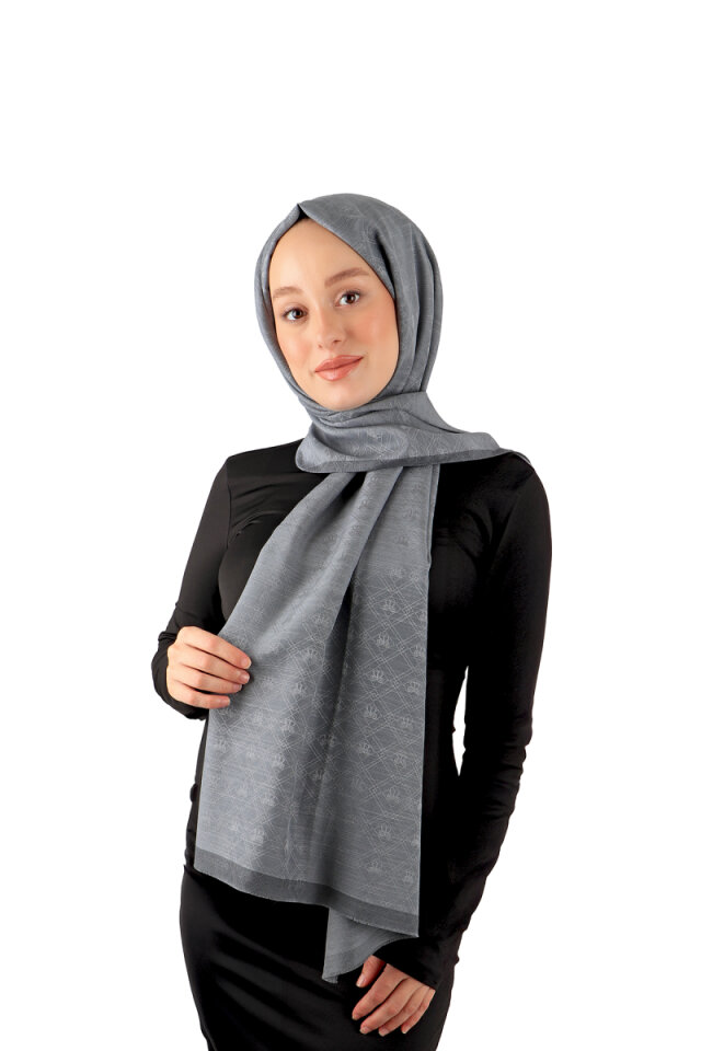 Smoked Monogram Pattern Silk Cotton Scarf 