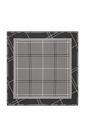Smoked Plaid Pattern Twill Silk Square Scarf 