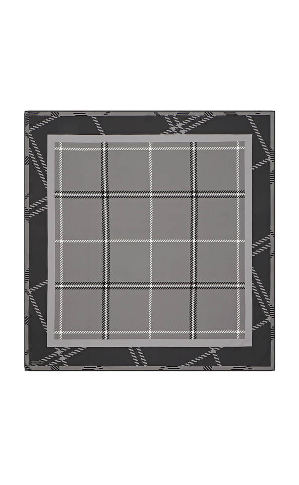 Smoked Plaid Pattern Twill Silk Square Scarf 
