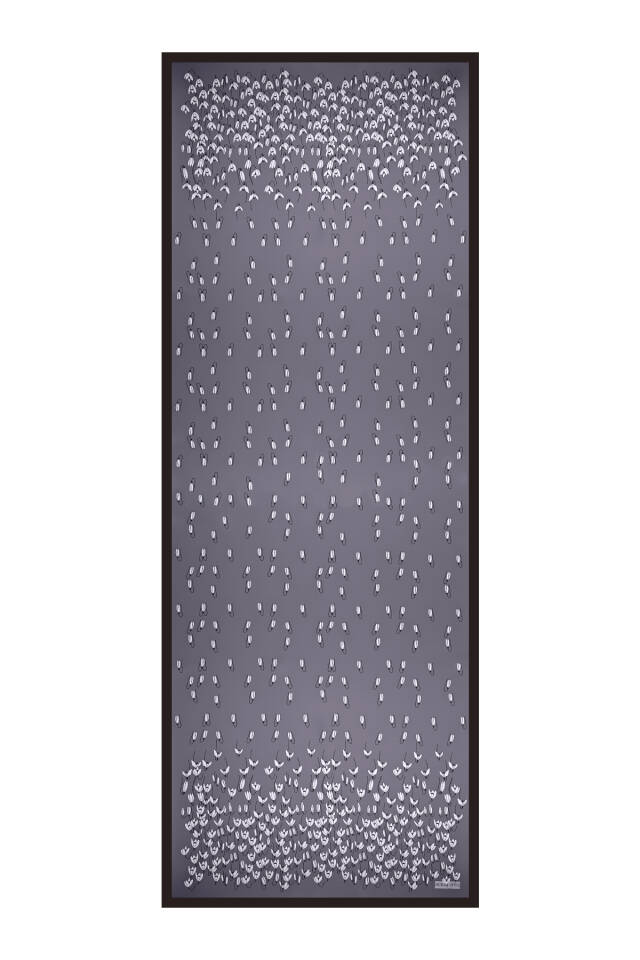 Anthracite Snowdrop Pattern Twill Silk Shawl - 4