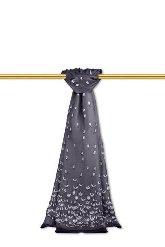 Anthracite Snowdrop Pattern Twill Silk Shawl 