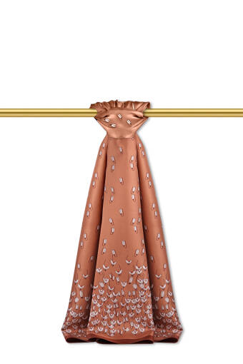 Brown Snowdrop Pattern Twill Silk Shawl 