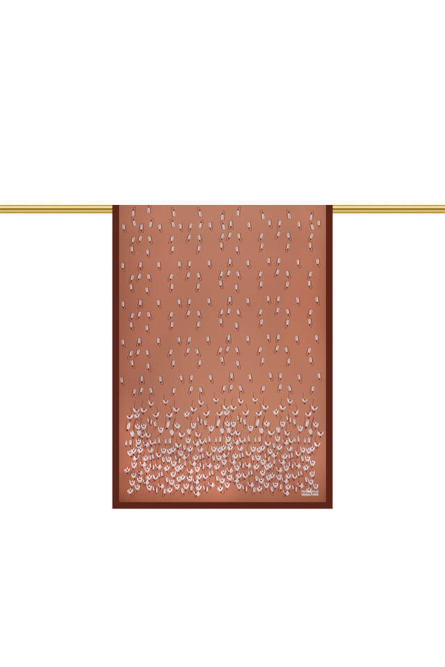 Brown Snowdrop Pattern Twill Silk Shawl - 3