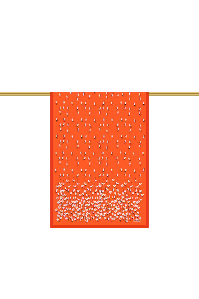 Orange Snowdrop Pattern Twill Silk Shawl - 3
