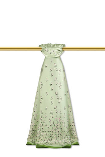 Green Snowdrop Pattern Twill Silk Shawl 