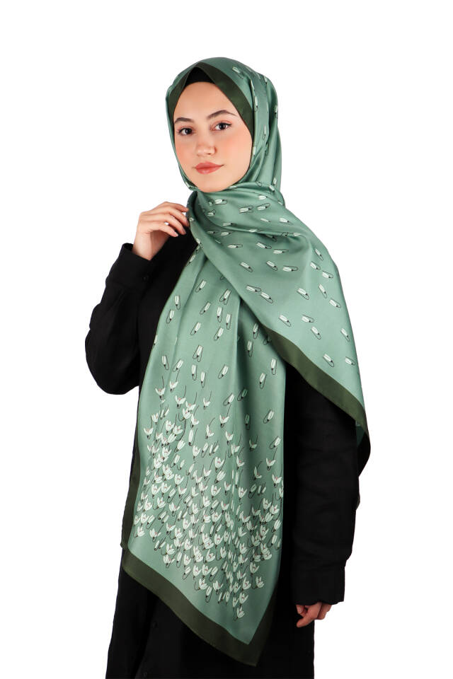 Khaki Snowdrop Pattern Twill Silk Shawl - 2