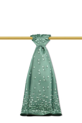 Khaki Snowdrop Pattern Twill Silk Shawl 