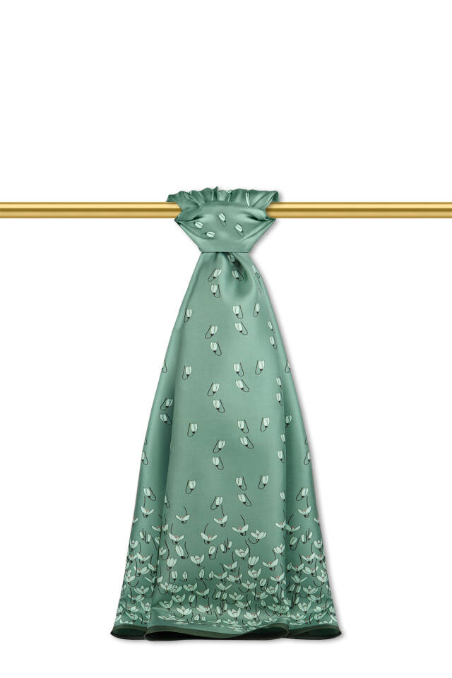 Khaki Snowdrop Pattern Twill Silk Shawl 