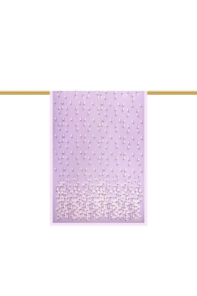 Lilac Snowdrop Pattern Twill Silk Shawl - 3