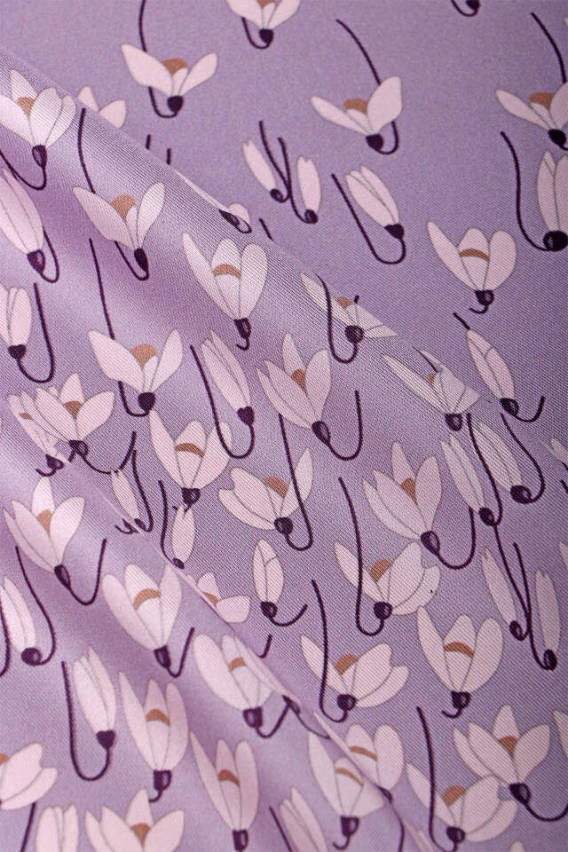 Lilac Snowdrop Pattern Twill Silk Shawl - 5