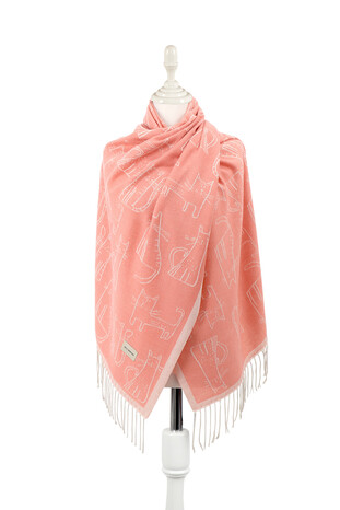 Somon Kedi Desen Kışlık Şal 