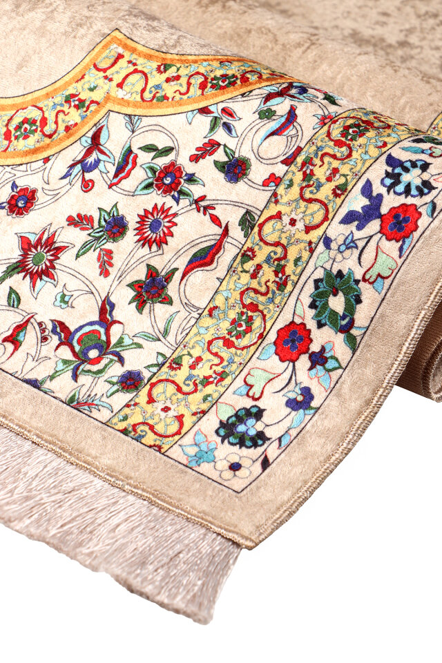 Beige Sponge Velvet Prayer Rug - 2