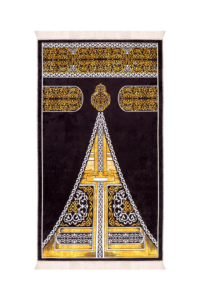Black Sponge Velvet Prayer Rug - Bursa İpek
