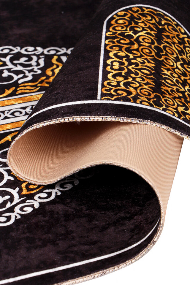 Black Sponge Velvet Prayer Rug - 3