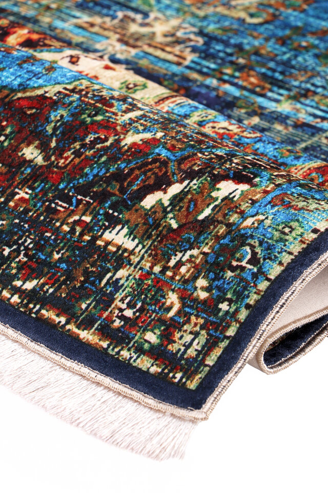 Blue Sponge Velvet Prayer Rug - 2