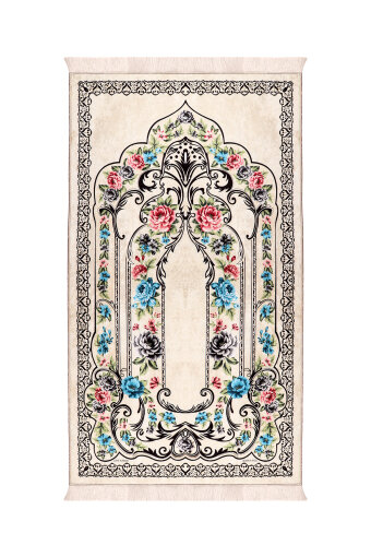 Cream Sponge Velvet Prayer Rug 