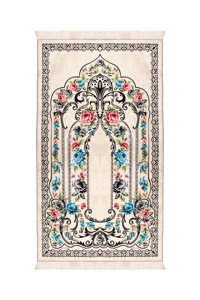 Cream Sponge Velvet Prayer Rug 