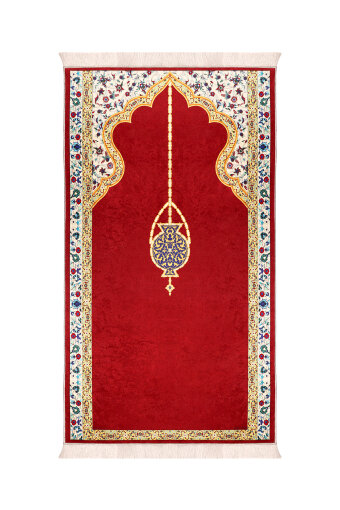 Burgundy Sponge Velvet Prayer Rug 