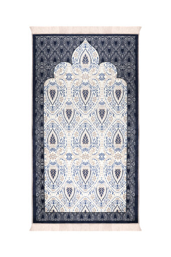 Navy Blue Sponge Velvet Prayer Rug 