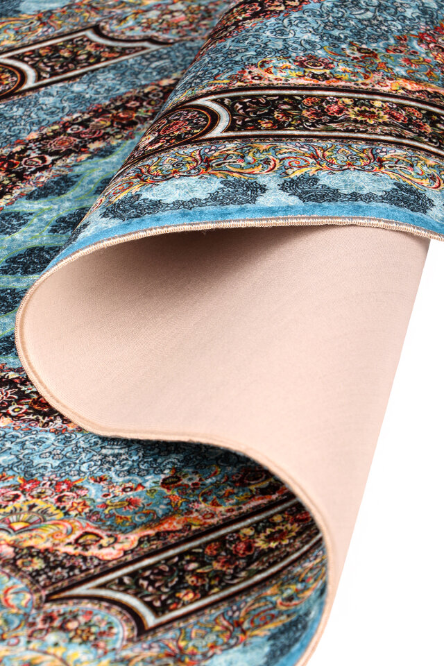 Turquoise Sponge Velvet Prayer Rug - 3