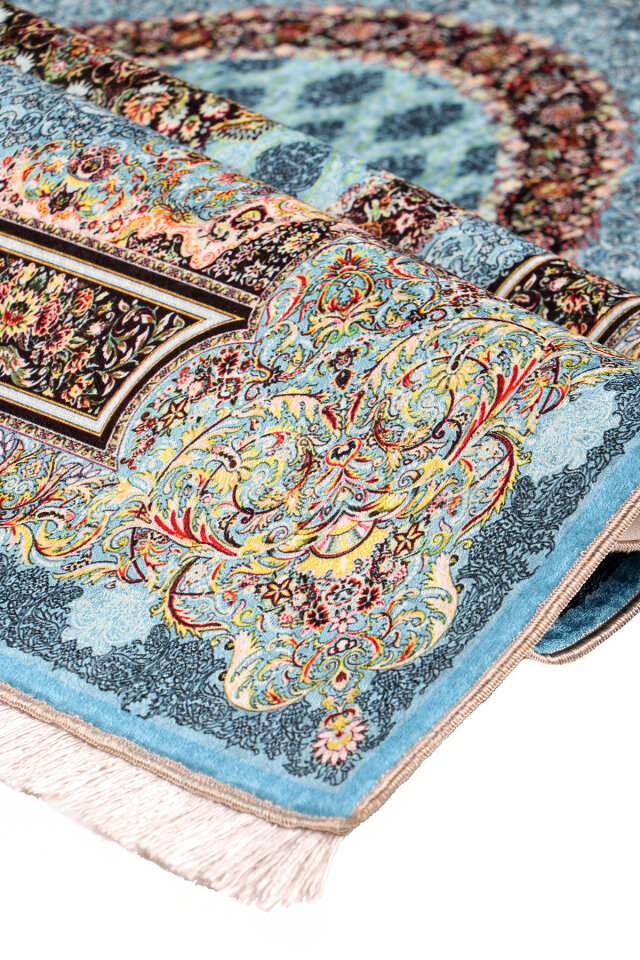 Turquoise Sponge Velvet Prayer Rug - 2
