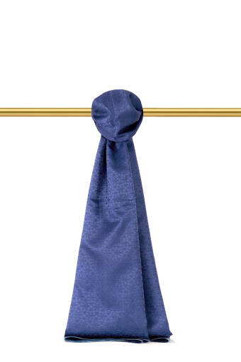 Navy Blue Star Pattern Silk Cotton Shawl 