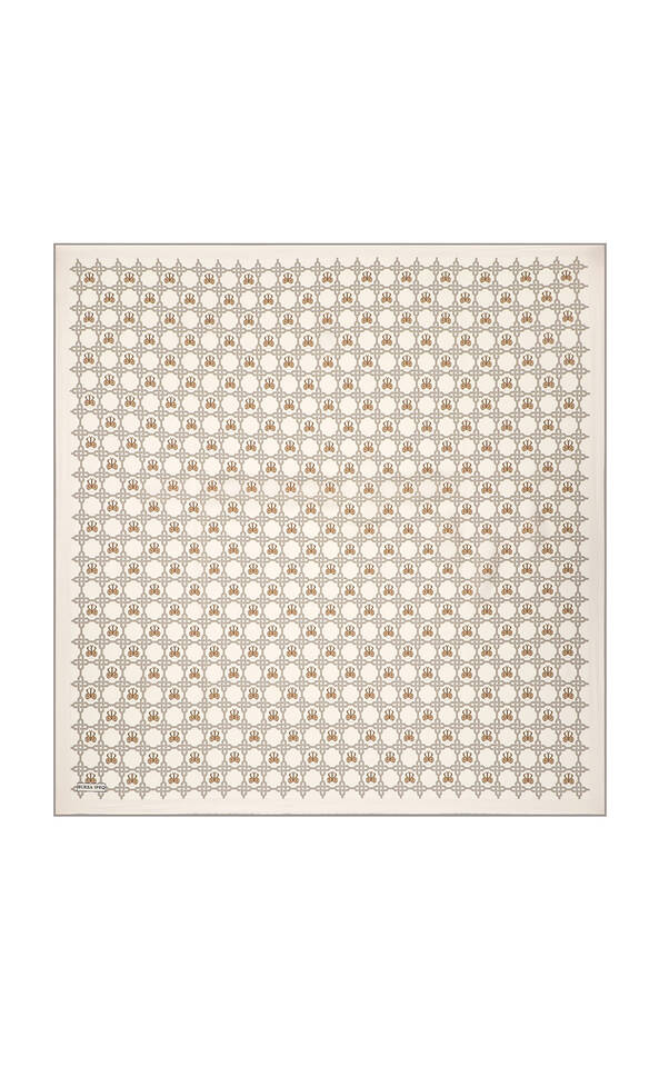 Stone Chain Monogram Twill Silk Square Scarf 