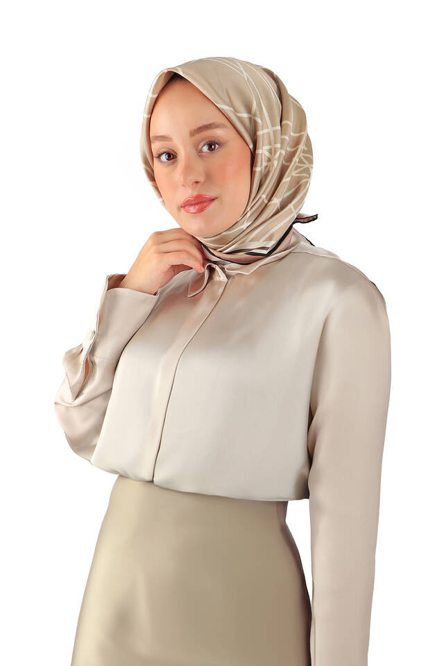 Stone Echo Pattern Twill Silk Square Scarf - 2