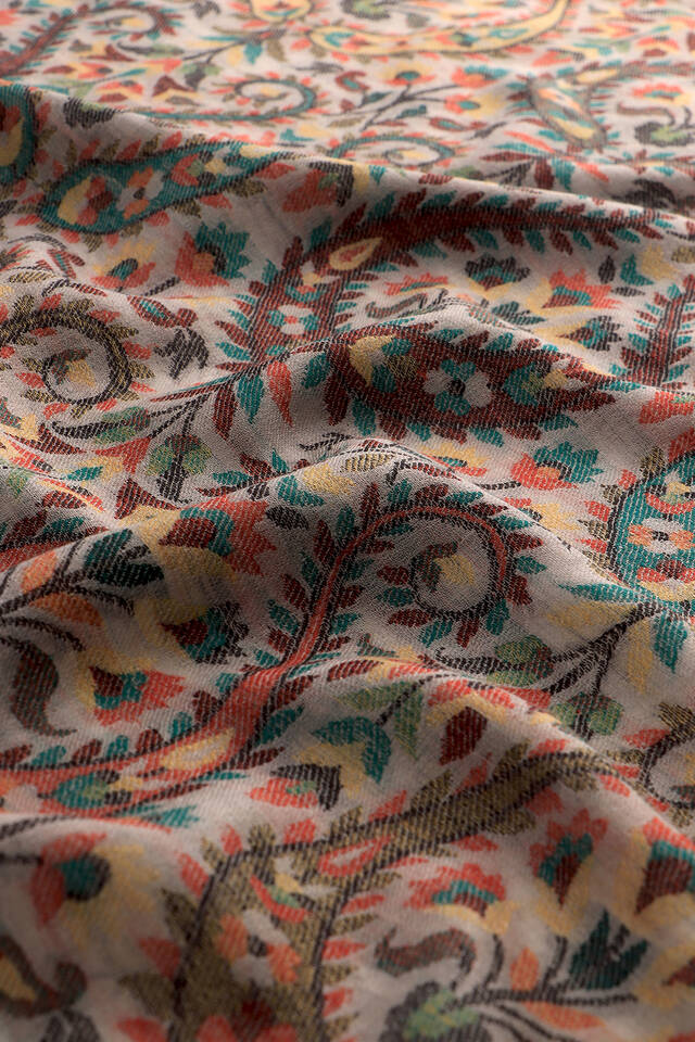 Stone Jacquard Patterned Wool Shawl - 4