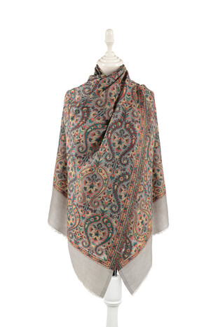Stone Jacquard Patterned Wool Shawl 