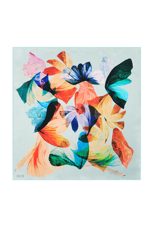 Su Yeşili Armoni Desen Sura İpek Eşarp 