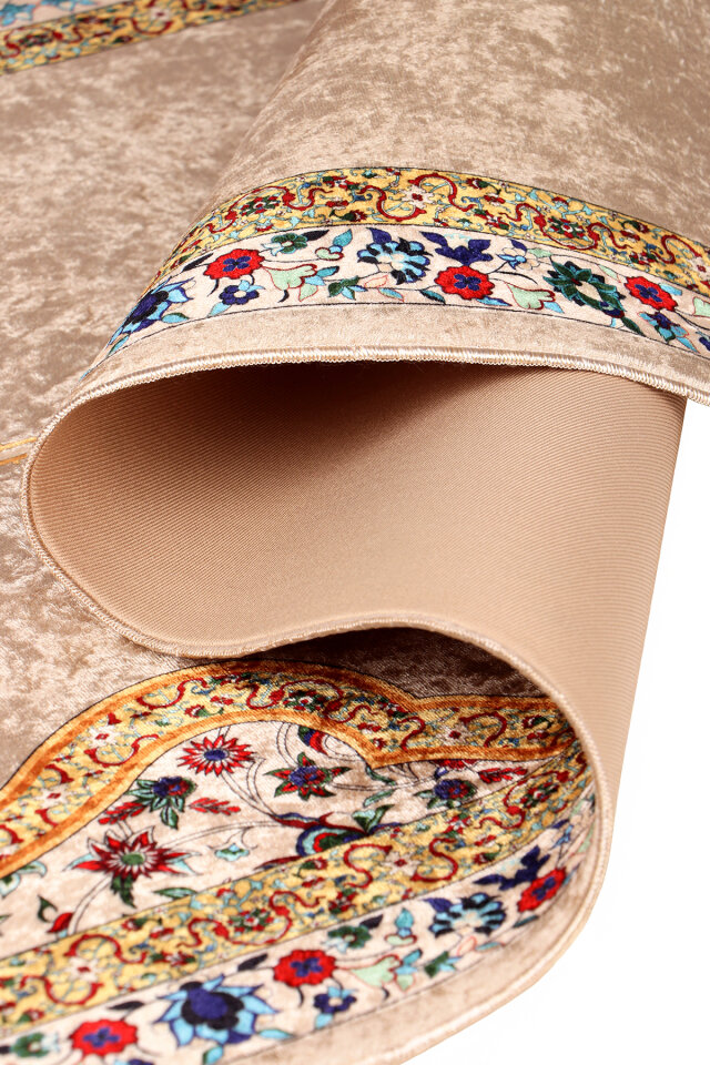 Bej Süngerli Kadife Seccade - 3