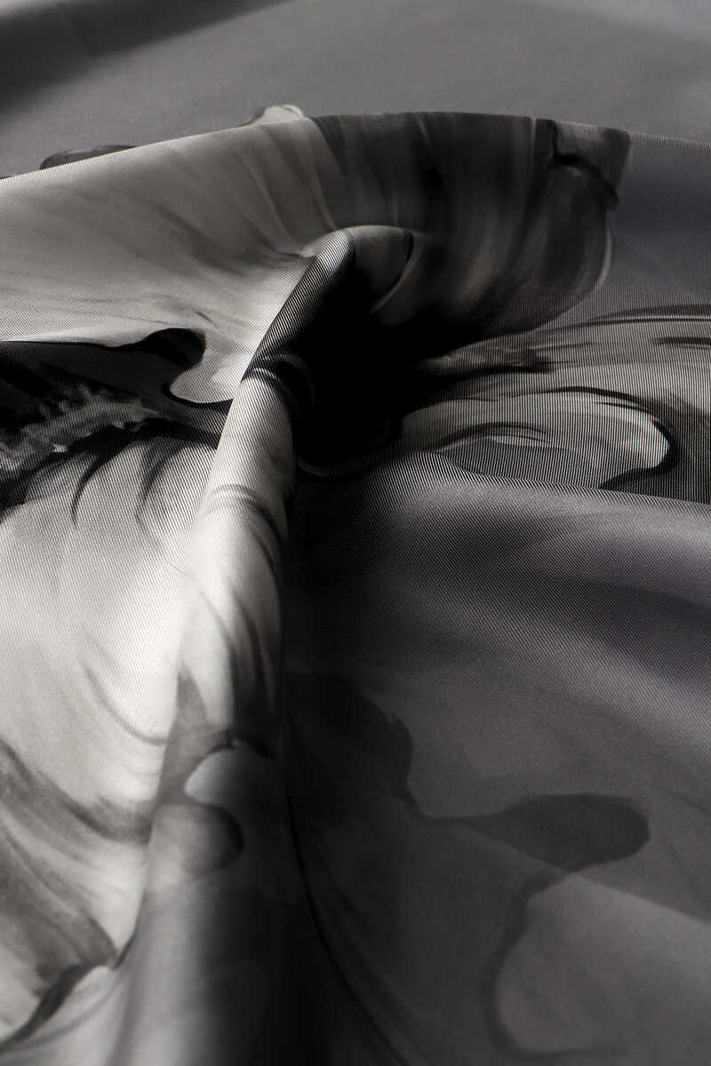 Gri Süsen Desen Twill İpek Eşarp